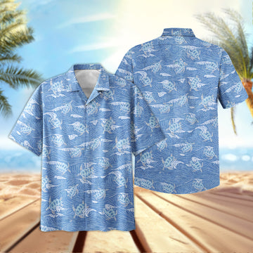 UniJames Honu 'Aukai - Blue Short Sleeve Hawaiian Shirt