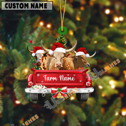 Uni Texas Longhorn Christmas Car Custom Shape Acrylic Ornament