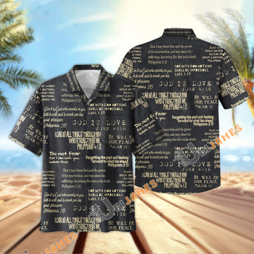 UniJames Vintage Bible Verse Black Christian Hawaiian Shirt
