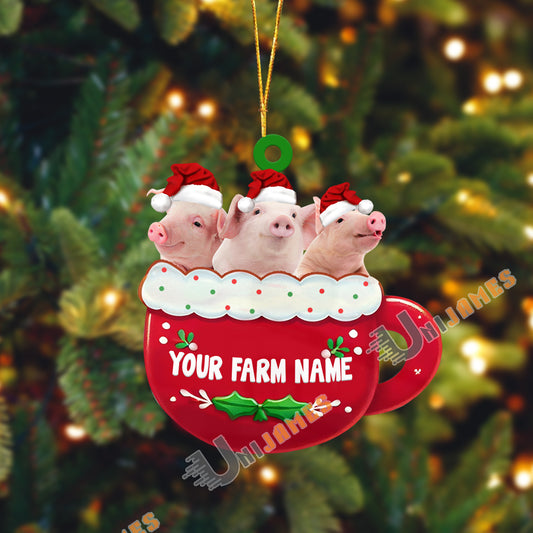 Uni Pig Christmas Cup Custom Shape Acrylic Ornament