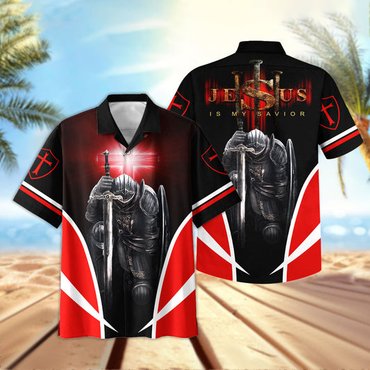 UniJames Warrior Jesus My Savior Hawaiian Shirt - Christian Hawaiian Shirt for Men Women