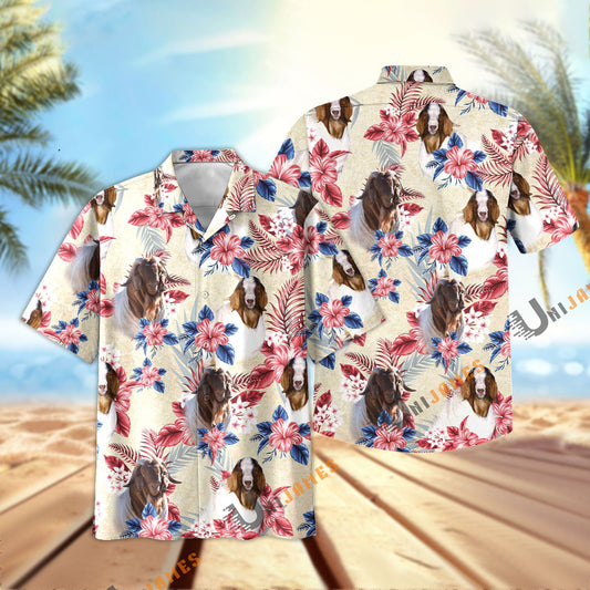Uni Boer Goat Flowers Cool Summer Pattern Hawaiian Shirt