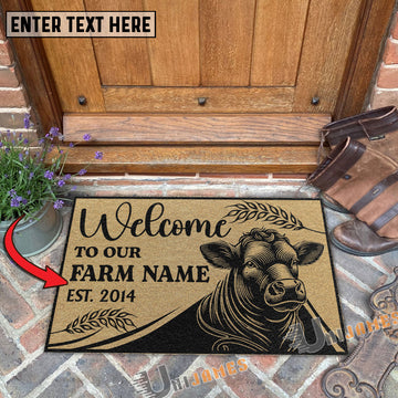 Uni Angus Peekaboo Custom Farm Name Custom Year Coir Doormat
