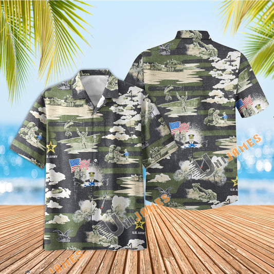 UniJames ARMY: BE ALL YOU CAN BE Short Sleeve Button Shirt For Men