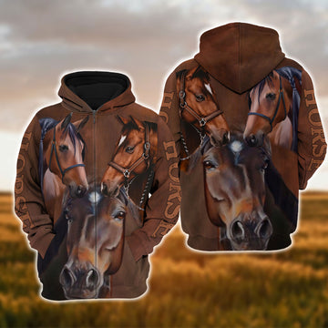 Uni Horse Lover Brown 3D Hoodie