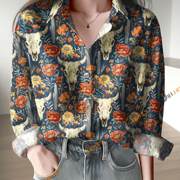 Uni Rustic Western Cowboy Bloom Casual Shirt