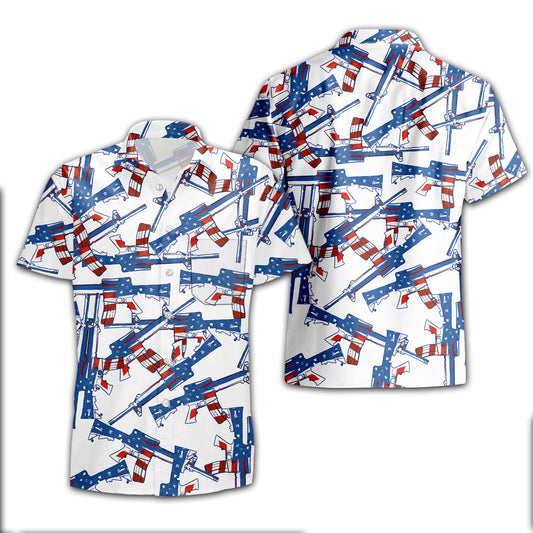 UniJames Comfort The 4th (White) Button Shirt, Hawaiian Shirt For Men
