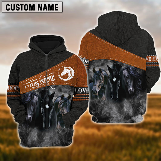 Uni Custom Name Black Horse Ver3 3D Hoodie