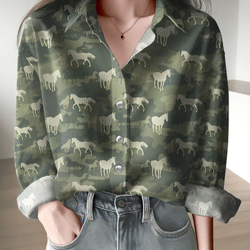 Unique Horse Camo Pattern Casual Shirt