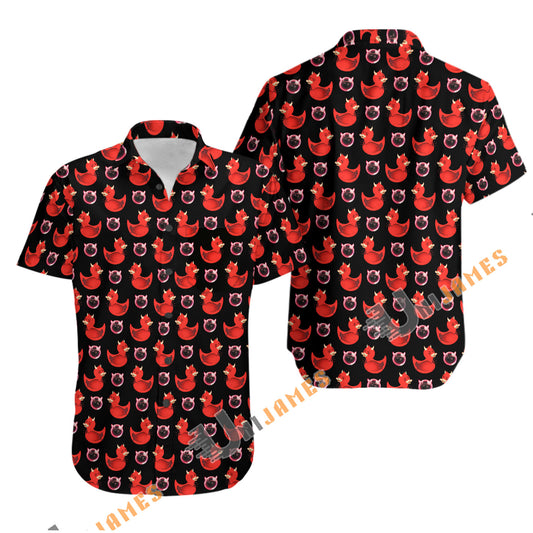 UniJames Comfort Devil Duck (Black) Button Shirt, Hawaiian Shirt For Men