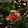 Uni Personalized Jersey Ornament – Red Christmas Truck & Farm Name Custom Shape Acrylic Ornament