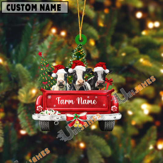 Uni Holstein Christmas Car Custom Shape Acrylic Ornament