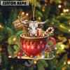 Uni Personalized Texas Long Horn Moo-ry Christmas Cocoa Mug Acrylic Ornament