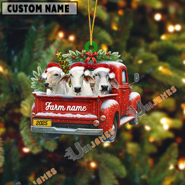 Uni Personalized Brahman Christmas Farm Truck Custom Shape Acrylic Ornament