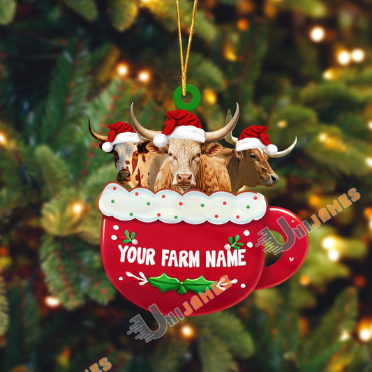 Uni Texas Longhorn Christmas Cup Custom Shape Acrylic Ornament