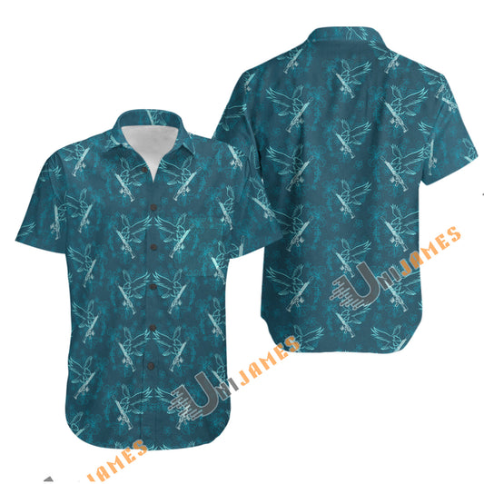 UniJames Comfort Prey Anniversary (Teal) Button Shirt, Hawaiian Shirt For Men