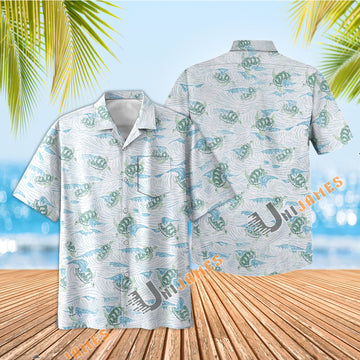 UniJames Honu 'Aukai - White Short Sleeve Hawaiian Shirt