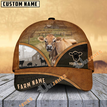 Uni Jersey Farm Country Customized Name Brown Leather Pattern Cap