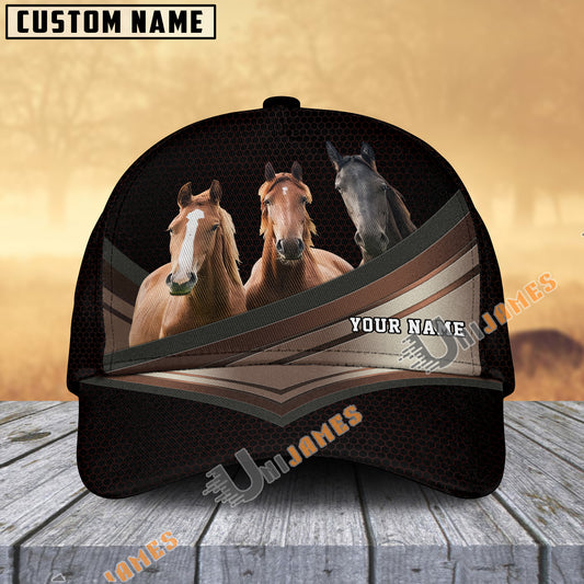 Uni Happiness Horse Customized Name Brown 3D Classic Cap