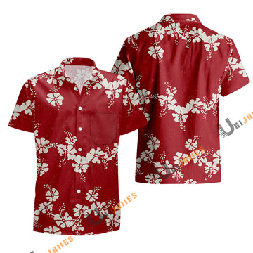UniJames 50th State Flower - Red Short Sleeve Hawaiian Shirt