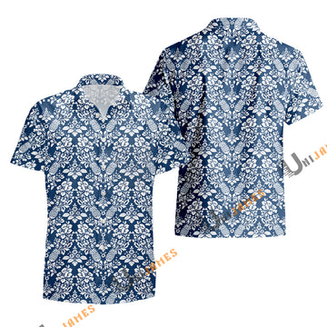 UniJames Oahu Harvest - Navy Short Sleeve Hawaiian Shirt