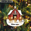 Uni Personalized Cow Moo-ry Christmas Barn Acrylic Ornament (14 Breed Options)