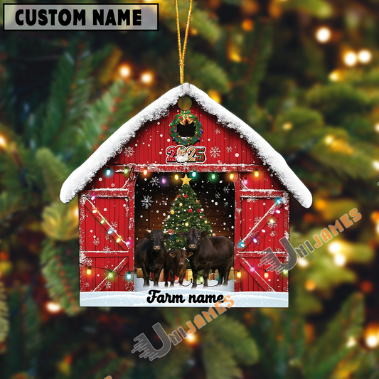 Uni Personalized Dexter Christmas Barn Ornament – Custom Farm Name 2025