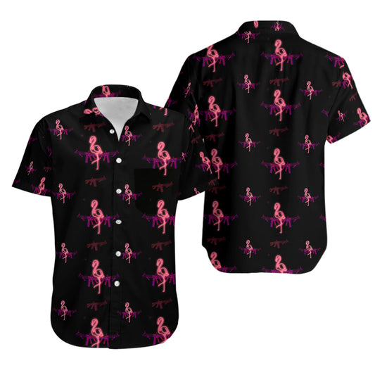 UniJames Comfort Anniversary 2 - Da Flamingo Button Shirt, Hawaiian Shirt For Men