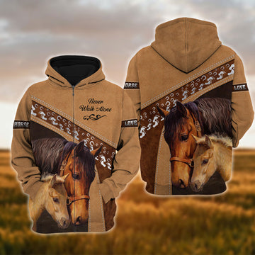 Uni Custom Name Horse Lovers Never Walk Alone 3D Hoodie