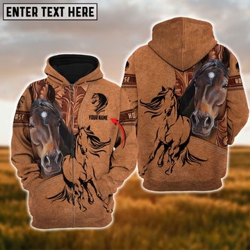 Uni Custom Name Horse Light Brown 3D Printed Hoodie