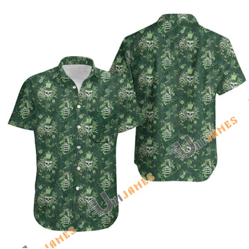 UniJames Comfort Irish Hand Grenade Button Shirt, Hawaiian Shirt For Men