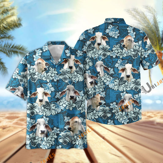 Uni Brahman Dark Blue Flower Hawaiian Shirt