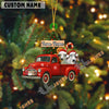 Uni Personalized Brahman Ornament – Red Christmas Truck & Farm Name Custom Shape Acrylic Ornament