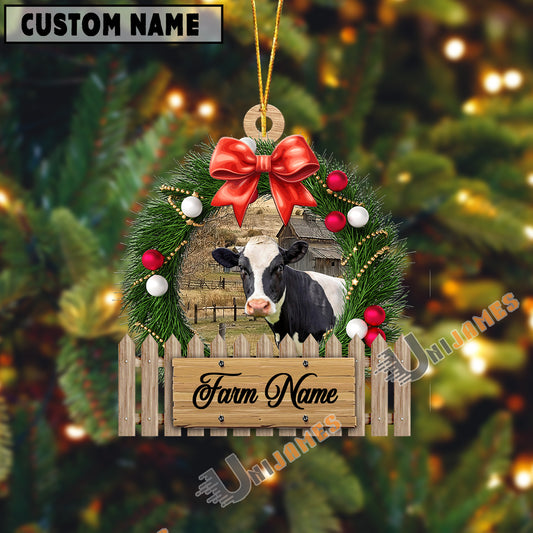 Uni Holstein Christmas Wreath Custom Shape Acrylic Ornament