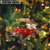Uni Personalized Charolais Ornament – Red Christmas Truck & Farm Name Custom Shape Acrylic Ornament