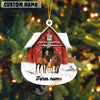 Uni Personalized Cow Moo-ry Christmas Barn Acrylic Ornament (14 Breed Options)