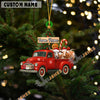 Uni Personalized Texas Long Horn Ornament – Red Christmas Truck & Farm Name Custom Shape Acrylic Ornament
