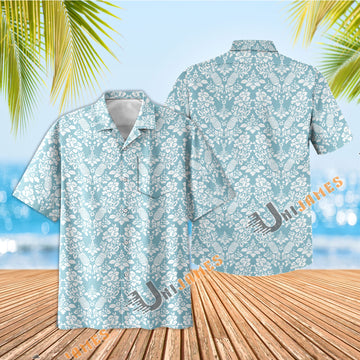 UniJames Oahu Harvest Performance Polo - Dusty Turquoise Short Sleeve Hawaiian Shirt