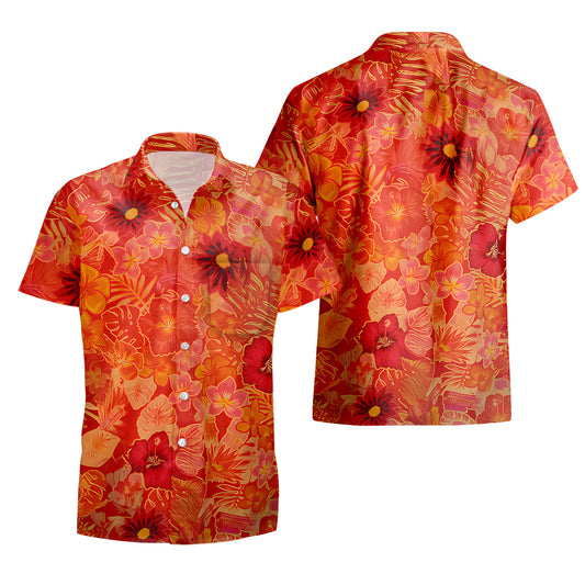 UniJames Comfort Tropical Fields (Creamsicle) Button Shirt, Hawaiian Shirt For Men