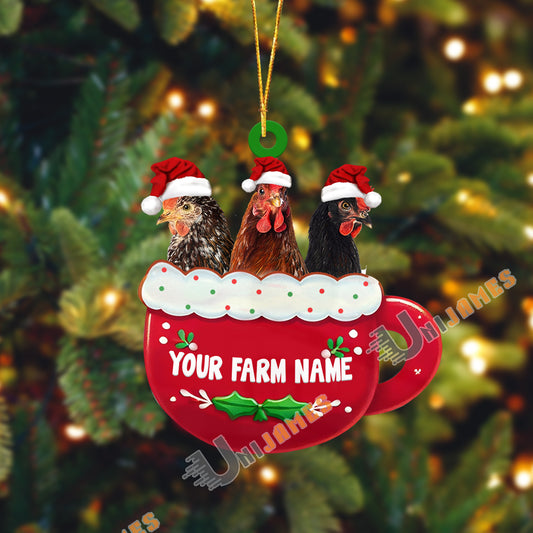 Uni Chicken Christmas Cup Custom Shape Acrylic Ornament