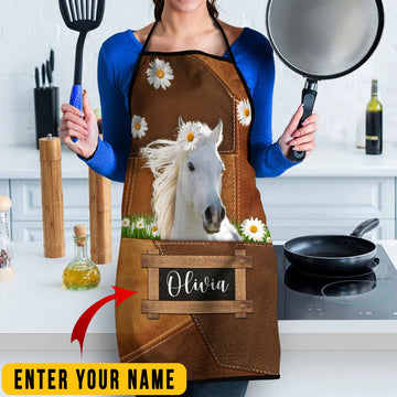 Uni Personalized Name Arabian horse All Over Printed 3D Apron
