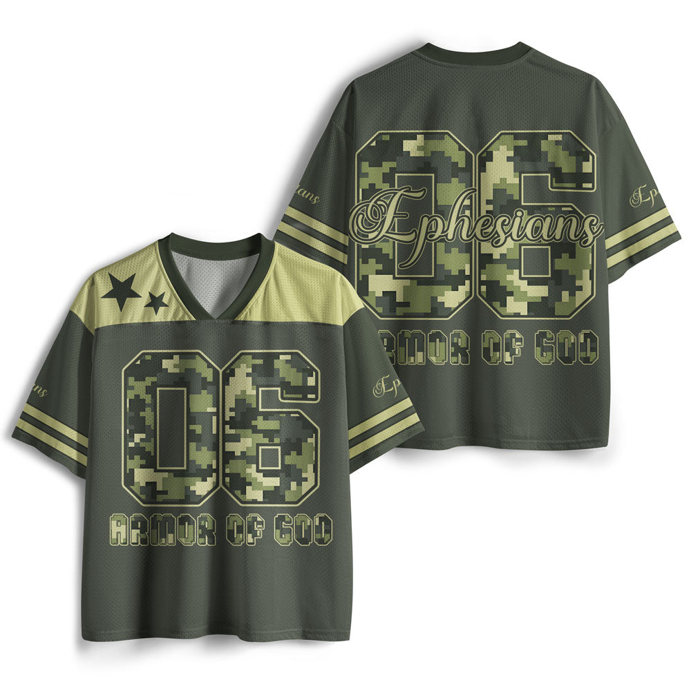 UniJames Armor Of God Christian Army Green Mesh Jersey