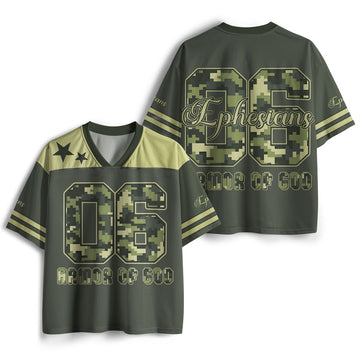 UniJames Armor Of God Christian Army Green Mesh Jersey