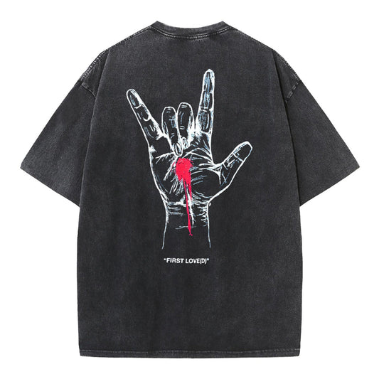 First Love Christian Washed T-Shirt Sale - GuidingCross