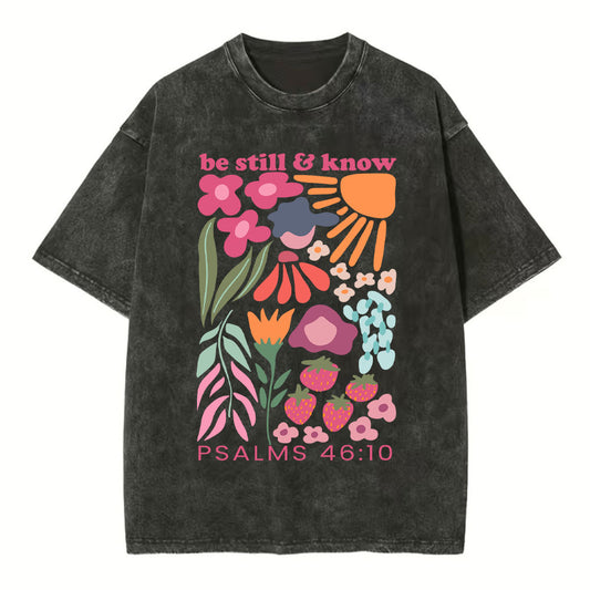 Be Still And Know Boho Christian Washed T-Shirt Sale - GuidingCross