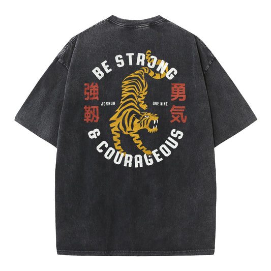 Be Strong And Courageous Christian Washed T-Shirt Sale - GuidingCross