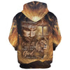 Uni Be Still And Know That I Am God The Face Of Jesus, Lion And Cross Hoodie