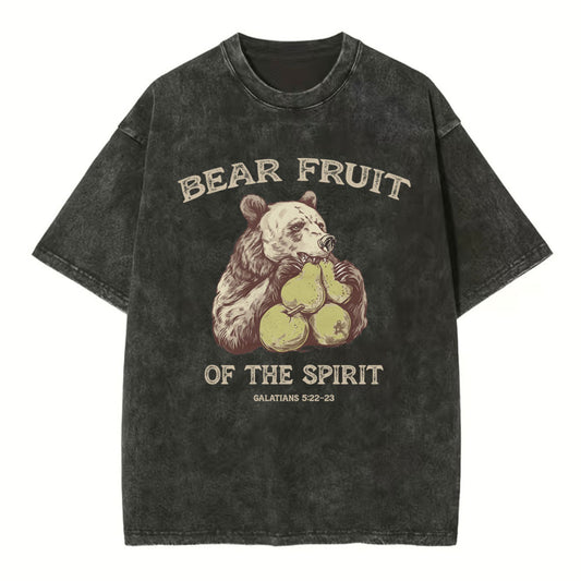 Bear Fruit Of The Spirit Christian Washed T-Shirt Sale - GuidingCross