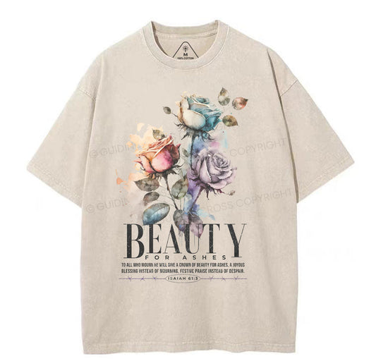 Beauty For Ashes Christian Washed T-Shirt Sale - GuidingCross
