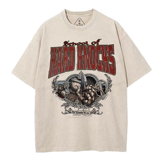 Because Of Hard Knocks Christian washed TShirt